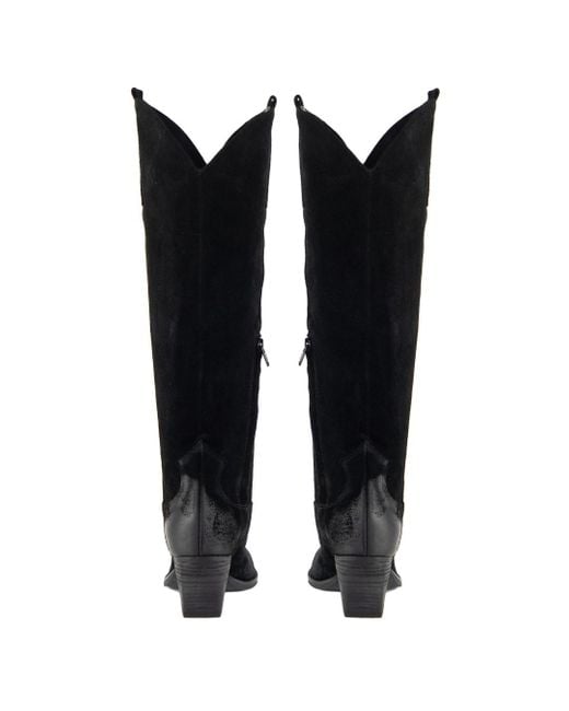 Keith Scarrott Shoes Black Astroni Suede Cowboy Boot