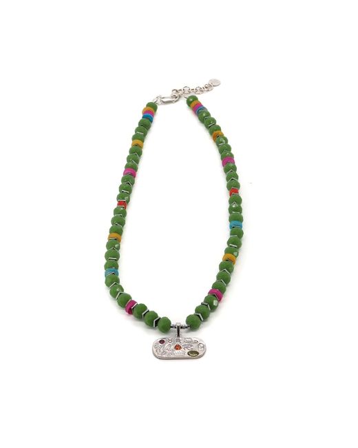 Ebru Jewelry Metallic Sacred Symbols Pendant Colorful Protection Choker Necklace