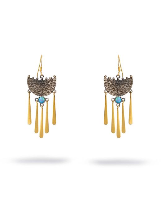 Ebru Jewelry Metallic Gypsy Spirit Two Tone Opal Dangle Earrings