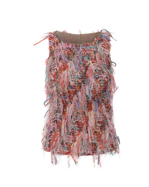 FRONT ROW SHOP Red Julie Fringed Top