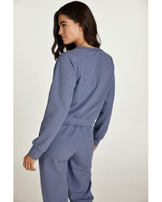 Conquista Blue Crop Melange Sweatshirt