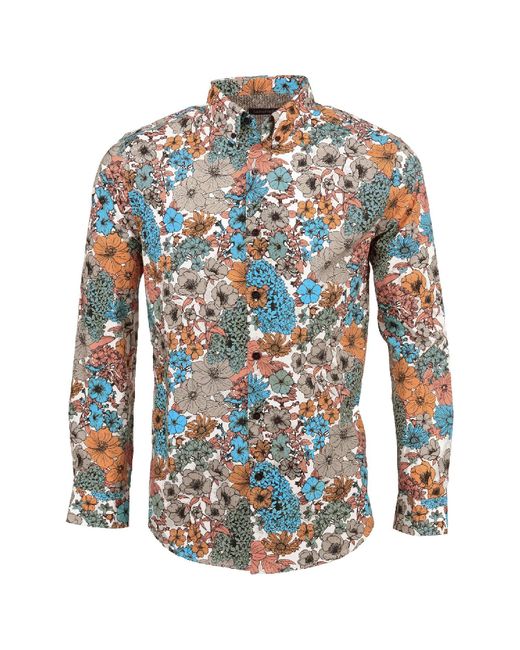 lords of harlech Cotton Morris In Linear Floral Wow in Blue / Yellow /  Orange (Blue) for Men - Lyst