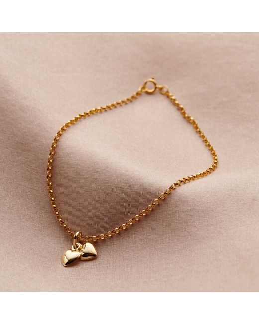 Posh Totty Designs Metallic 9Ct Double Heart Charm Bracelet