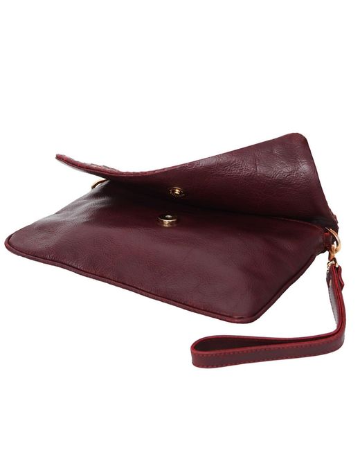 Hides Leather Co. Red Convertible Leather Clutch, Crossbody Iphone&Passport Bag