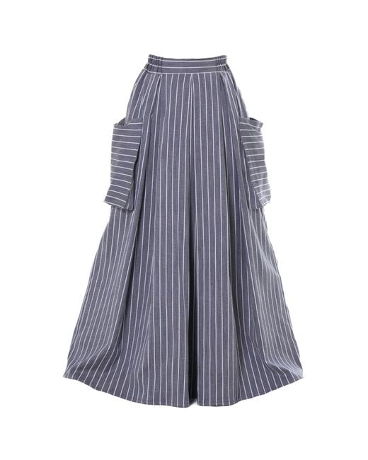 Metamorph Blue Maxi Striped Denim Skirt