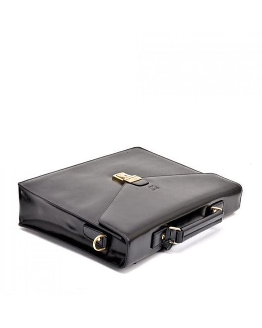 DAVID WEJ Black Smooth Leather Briefcase – for men