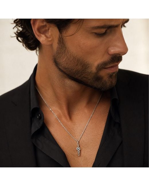 Unaloe Metallic Sterling Gentleman With Top Hat And Cane Pendant Necklace for men