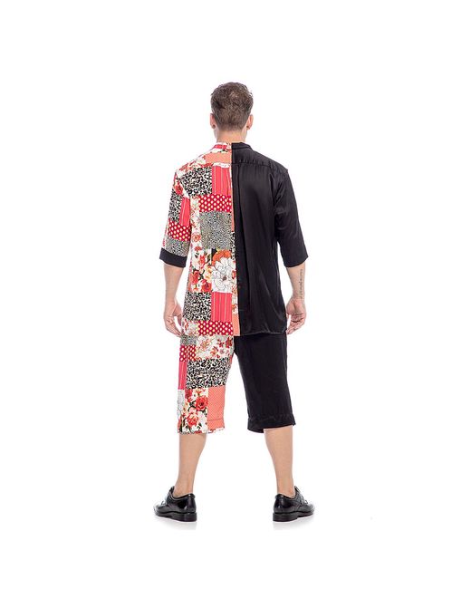 Maison Bogomil Black Pants With Patchwork Print for men
