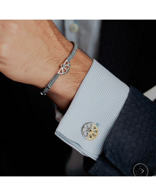 Tateossian Brown Puzzle Gear Macrame Bracelet for men