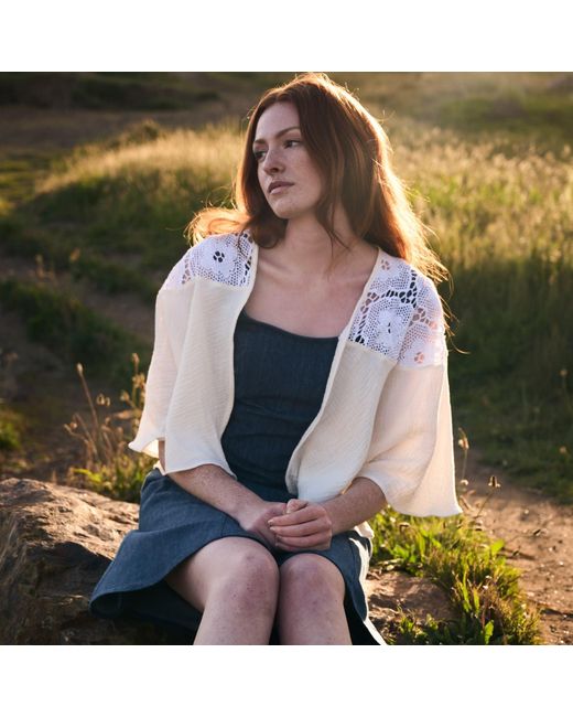 Italia A Collection White Neutrals Seashell Crochet Cape