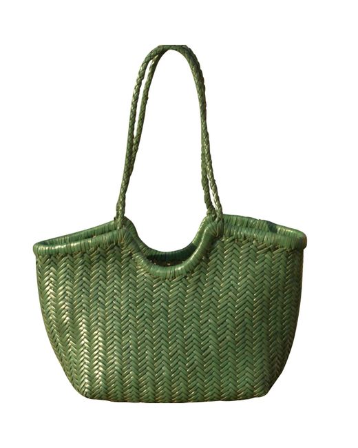 Rimini Green Woven Leather Handbag In Zigzag Pattern 'vittoria'