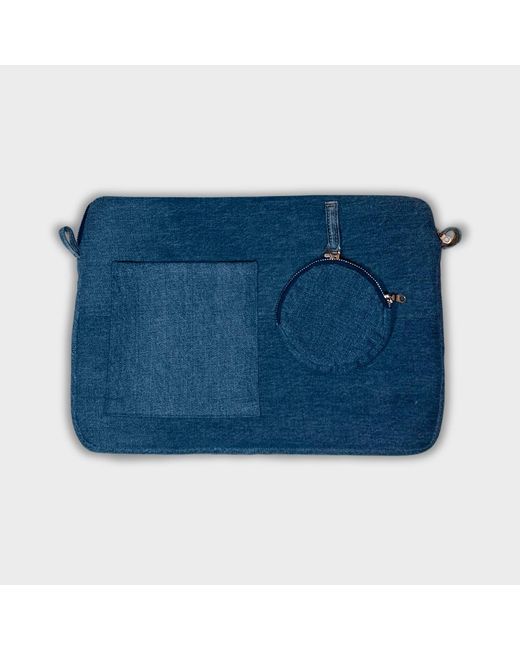 Park + Coop Blue Upcycled Denim Laptop Case for men