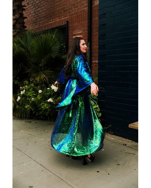 Byvinnik Green Bohémienne Sequin Kimono Robe