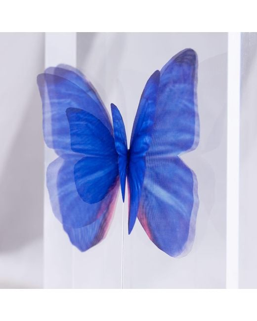 Oana Savu Blue Pin Silk Butterfly Brooch