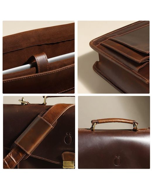 Dötch Leather Brown Aurelia- Leather Work Briefcase for men