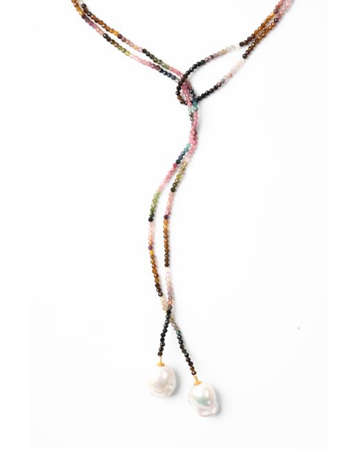 The Link Between Blue Baroque Drop Multi Tourmaline Open Ended Necklace