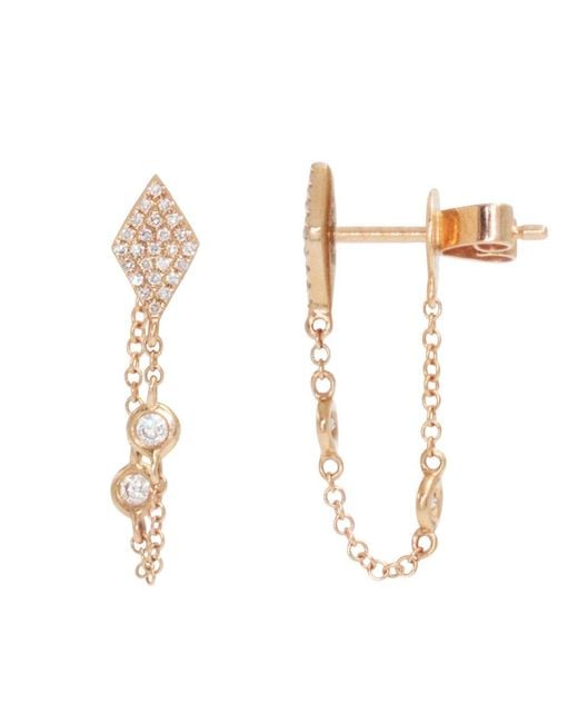 KAMARIA Metallic Kite Chain Stud Diamond Earrings