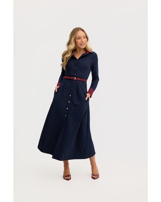 Why Mary Blue Marion A-Line Classic Midi Dress