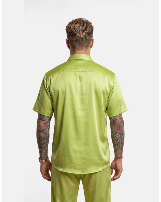 Hustle Green Acid Lemonade Satin-Shirt for men