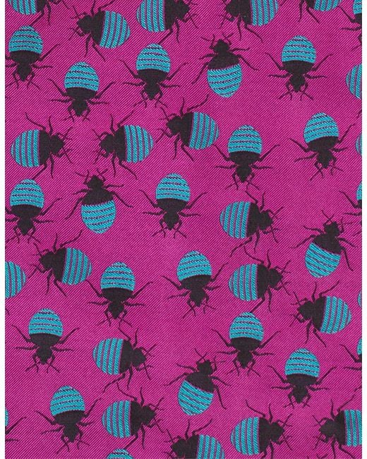 Gresham Blake Purple Fuchsia & Bed Bugs Silk Pocket Square for men