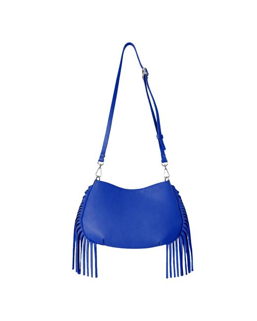 F3Rog by Rana Blue Cobalt Crossbody Mini Gordon Fringe Bag