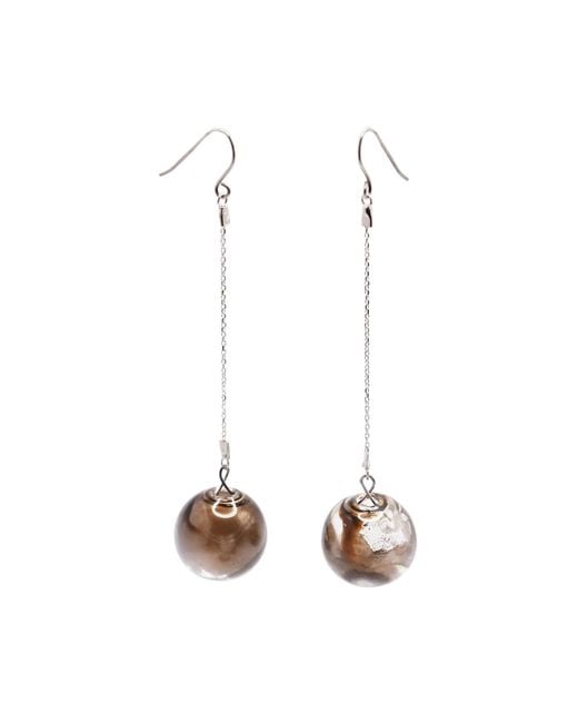 Laura Daili White Golden Glow – Hand-Blown Glass Earrings