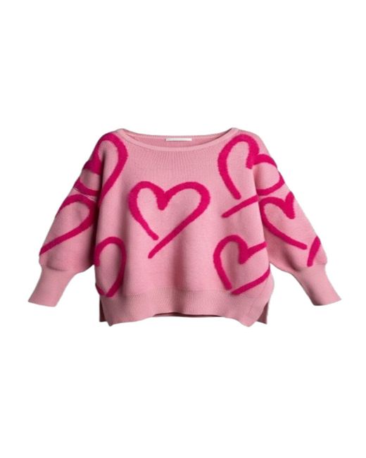 Saachi Pink Whimsical Heart Sweater