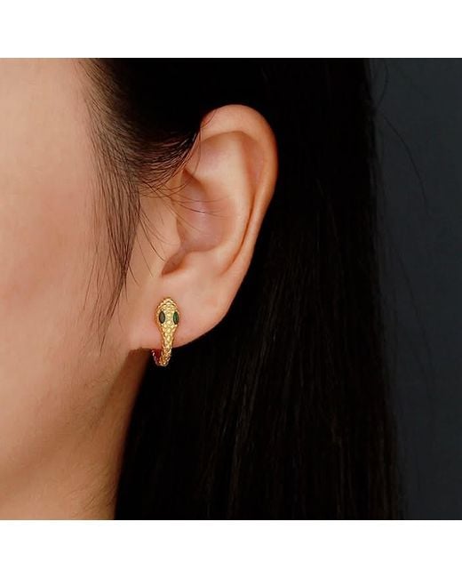 Angel Barocco Blue Small & Dainty Snake Hoops Earrings