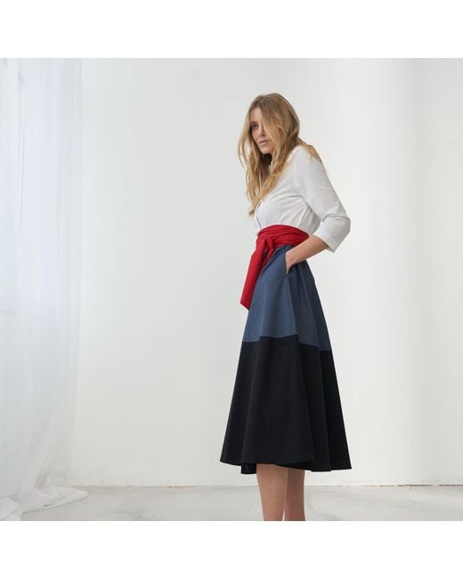 Marianna Déri Red Shirtdress With Tie Belt Color Blocking