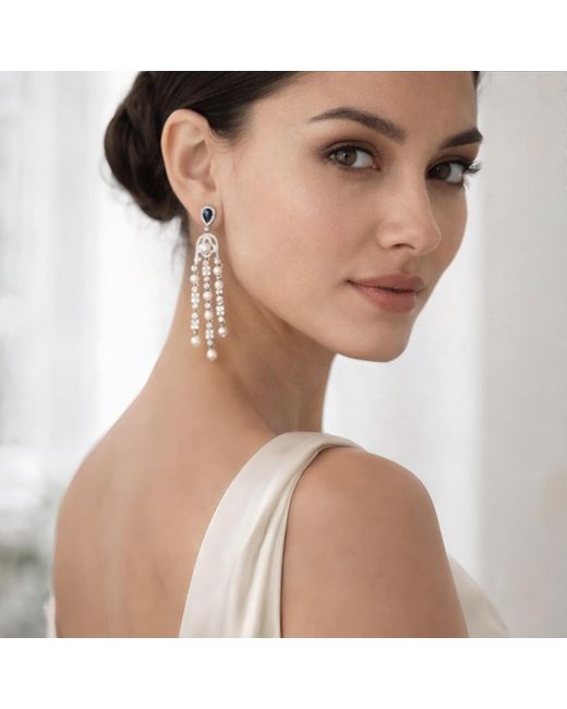 Ninemoo White Celeste Cascade Earrings