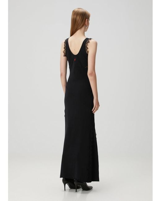 Pcfg Black Cotton Long Fitted Dress With Straps