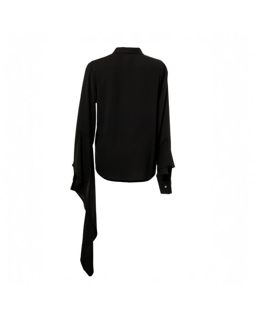Madebyza Black Draped Collar Shirt With Extended Cuff Ties