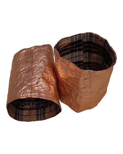 Romer Millinery Brown Morphy Moldable Bronze Metallic Linen Cuff Set Of Two