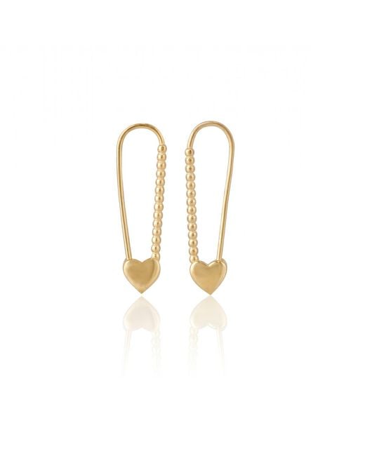 Spero London Metallic Heart Beaded Safety Pin Sterling Earring