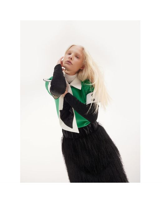 Julia Allert Green Statement Blouse With Collar And Cuffs –