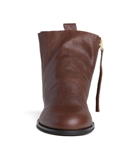 Beautiisoles by Robyn Shreiber Made in Italy Brown Renata Leather Flat Ankle Bootie