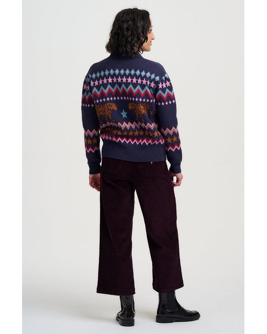 Sugarhill Blue Katlin Knitted Bomber Jacket Leopard