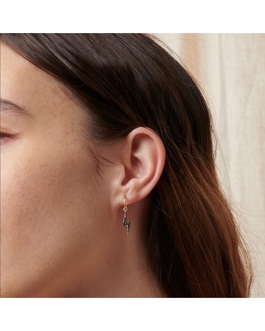 Zoe & Morgan Metallic Zap Black Diamond Yellow Gold Hoop