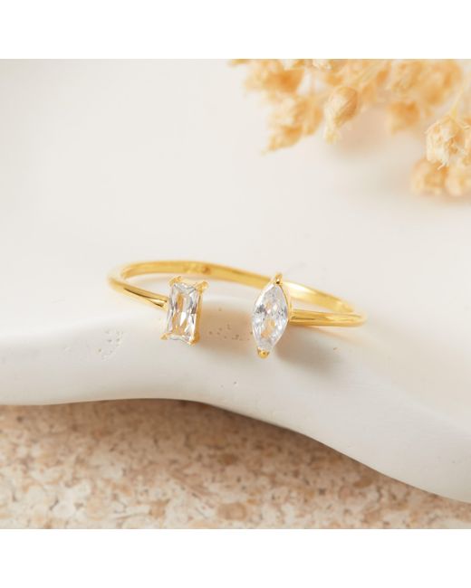Esterah Metallic Open Marquise & Baguette Ring