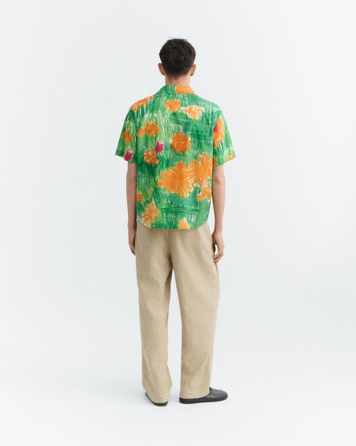 Thinking Mu Green Crayon Paddy Flower Shirt for men