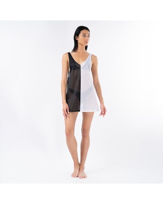 Kim Foley Black Chevron Beach Cover-Up Athletic Mesh Dress
