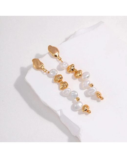Angel Barocco Metallic Vermeil Baroque Pearl Drop Earrings