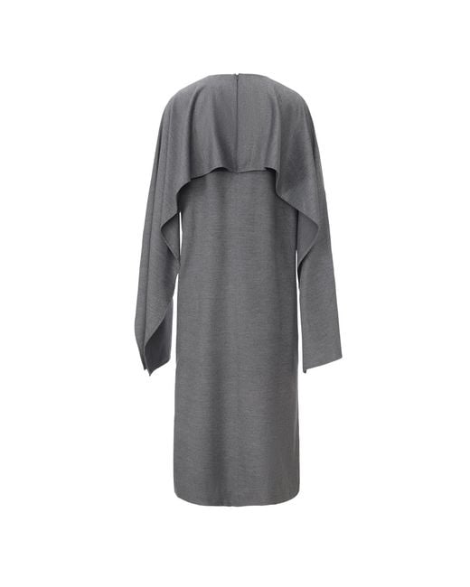 FRONT ROW SHOP Gray Opera Cape Maxi Dress