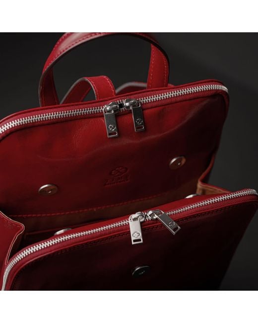 Time Resistance Red Convertible Leather Backpack Shoulder Bag