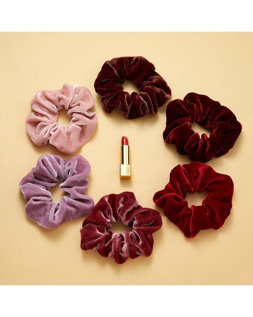 Soft Strokes Silk Purple Silk Velvet Handmade French Scrunchie Set Of Four