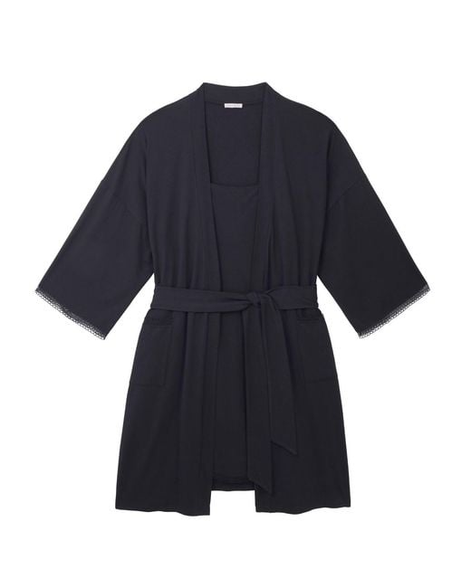 Mamu Dream Blue Modal Lace Trim Nightdress & Kimono Set