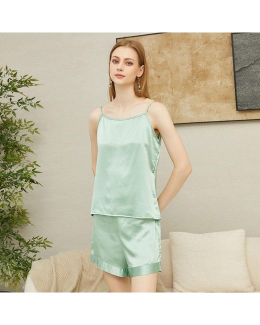 Soft Strokes Silk Green Pure Mulberry Silk Camisole With Adjustable Straps