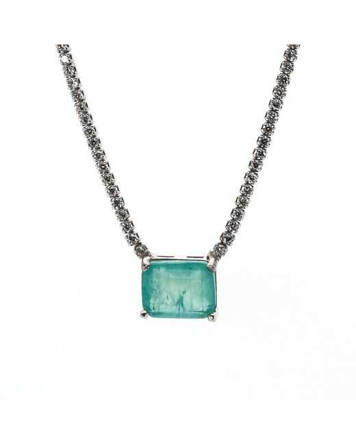 Ebru Jewelry Blue Square Paraiba Tourmaline Diamond Chain Happy Necklace