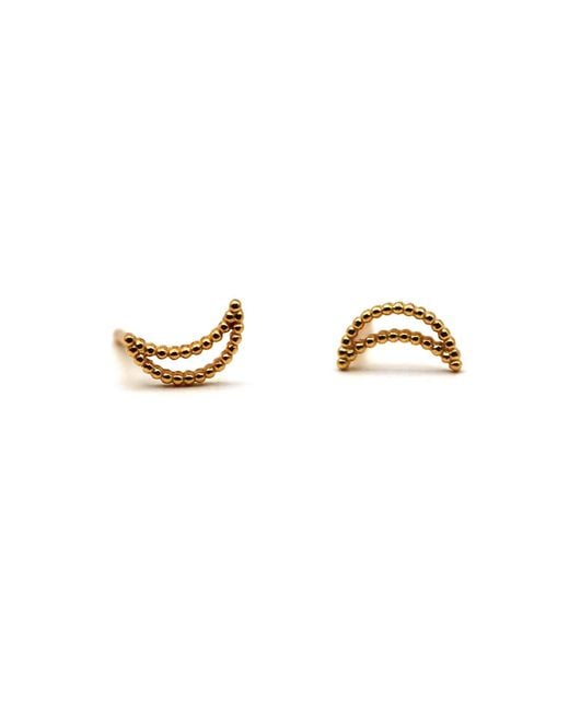 VicStoneNYC Fine Jewelry Metallic Timeless Ball Pattern Moon Rose Earrings