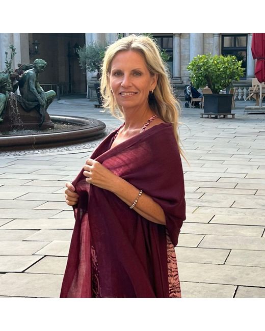 Heritagemoda Purple Neutrals Burgundy Handwoven Wool-Silk Scarf